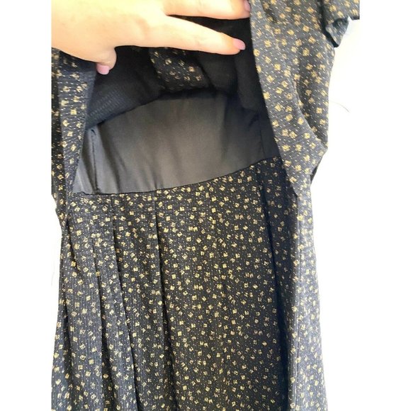 80s VINTAGE TORI ALEXANDER DRESSS BLACK SIZE 10 Button Down Short Sleeve MIDI - Picture 7 of 9